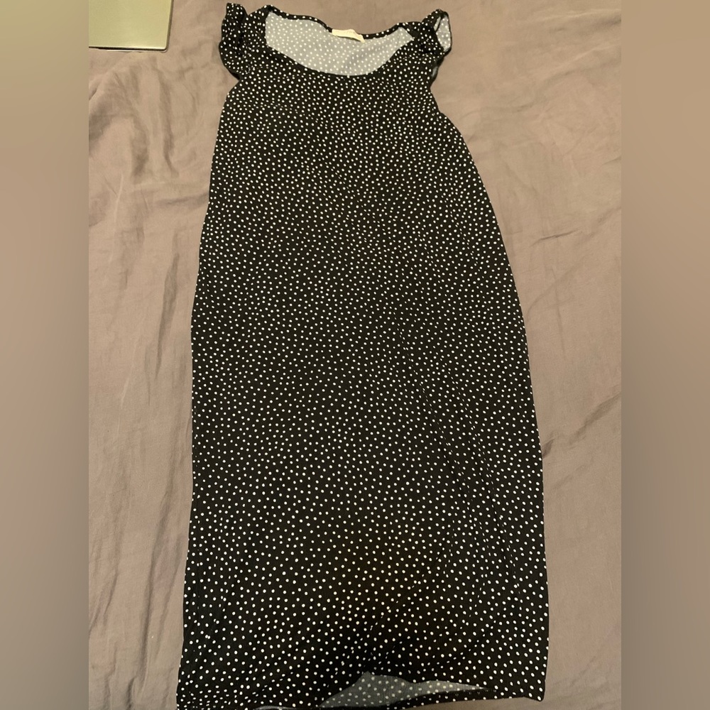 Polka dot ruffle sleeve midi dress